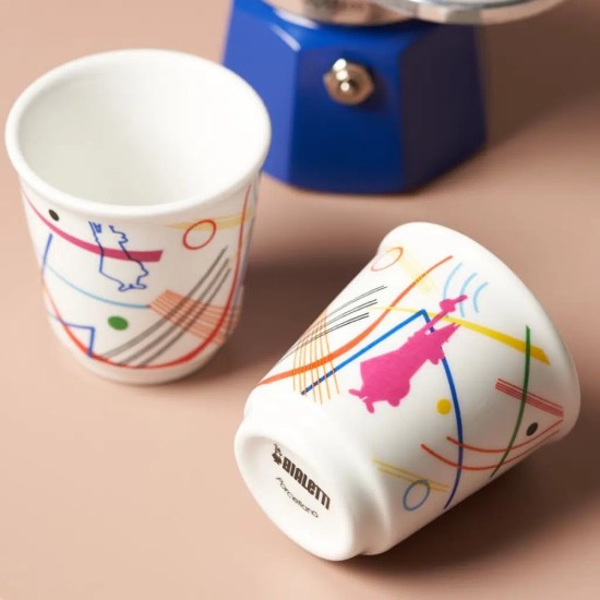 Bialetti Mini Express Kandinsky + 2 Espresso Fincanı – orijinal Bialetti moka pot