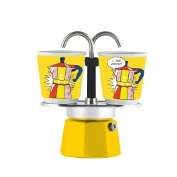 Bialetti Mini Express Lichtenstein + 2 Espresso Fincanı