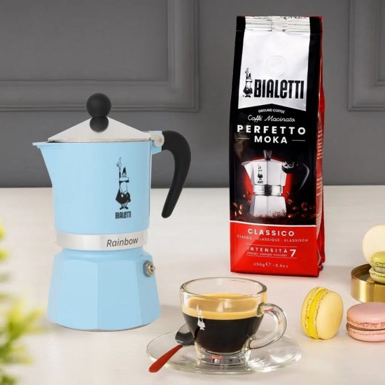 Bialetti Moka Pot Rainbow Mavi 6 Cups Bialetti Moka Pot Rainbow Mavi 6 Cups – orijinal Bialetti moka pot