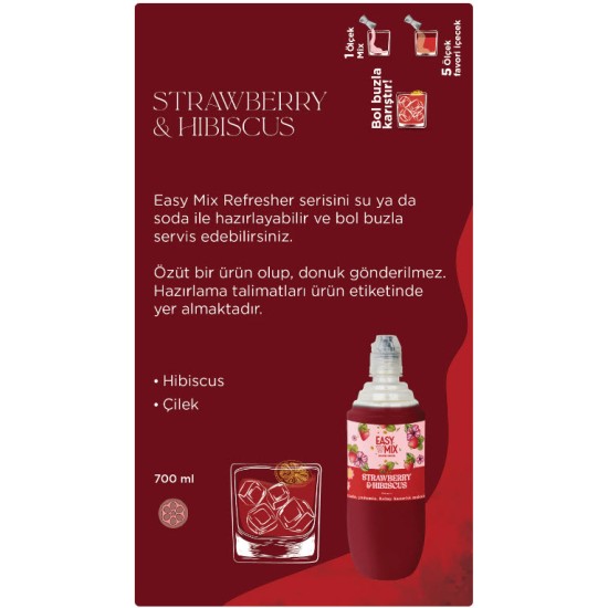 Easy Mix Strawberry & Hibiscus 700 ml içecek bazı
