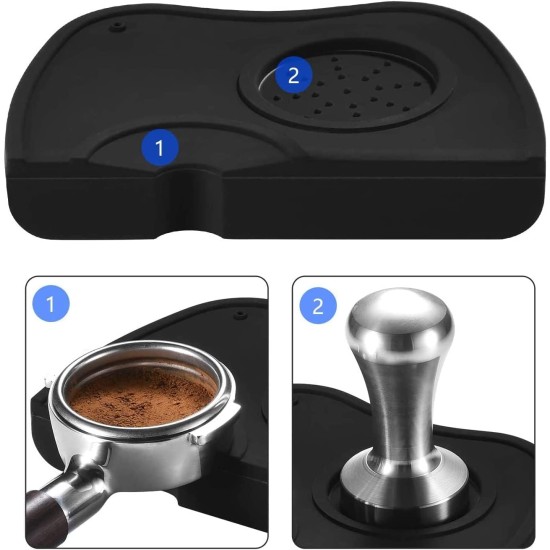 Siyah tamper matı – barista tezgah altlığı