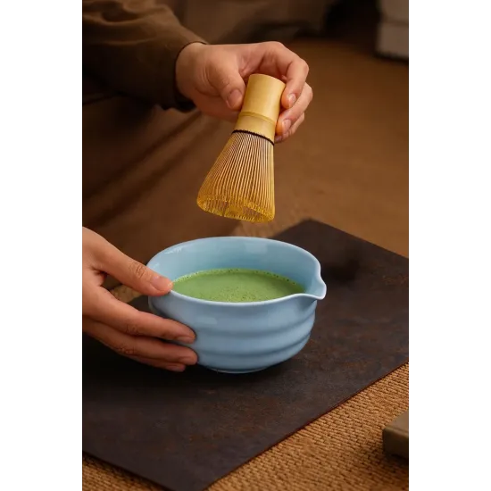 seramik matcha kasesi chawan mavi renk