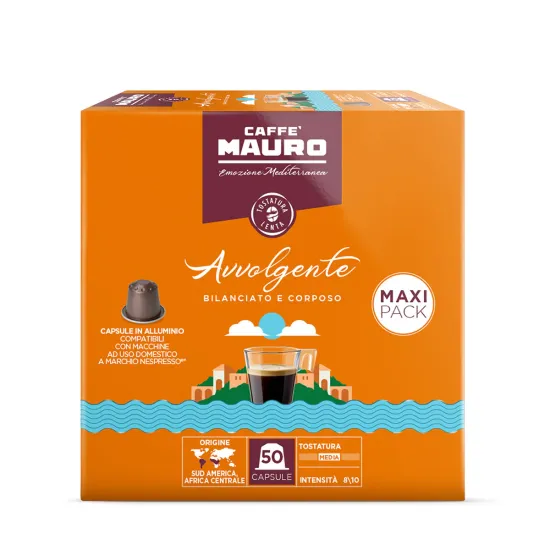 caffe mauro avvolgente nespresso uyumlu kapsül kahve 50 adet