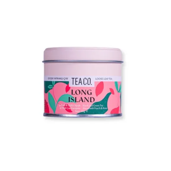 Tea Co Long Island 25 gr – Şeftalili Siyah & Yeşil Çay Tea Co Long Island 25 gr paketi – Şeftalili siyah ve yeşil çay karışımı