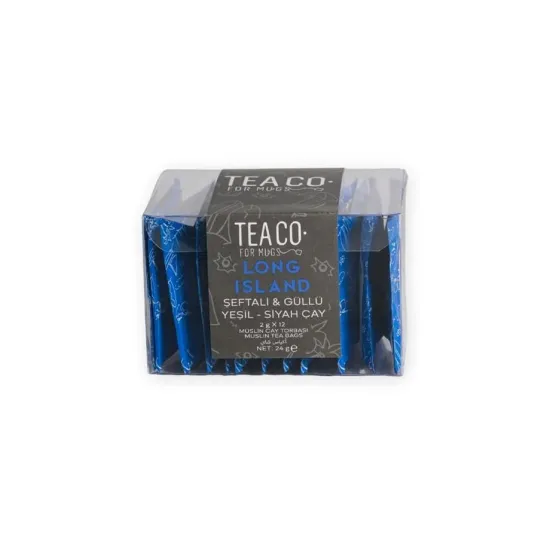 Tea Co Long Island Şeftali ve Güllü Siyah Yeşil Çay Müslin Poşet 100’lü