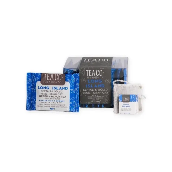 Tea Co Long Island Şeftali ve Güllü Siyah Yeşil Çay Müslin Poşet 100’lü