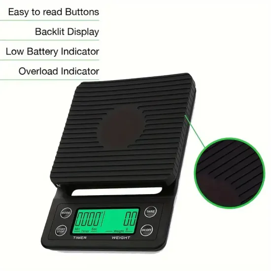 Zaman Ayarlı Hassas Kahve Terazisi 0.1gr Hassasiyet 3 Kg